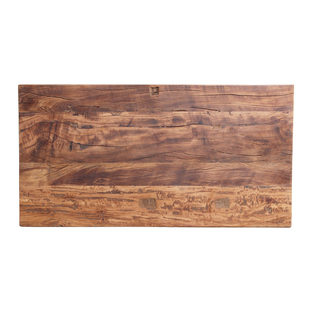 Beistelltisch aus recyceltem Holz in organischer Form, Naturbraun – 85x43 cm