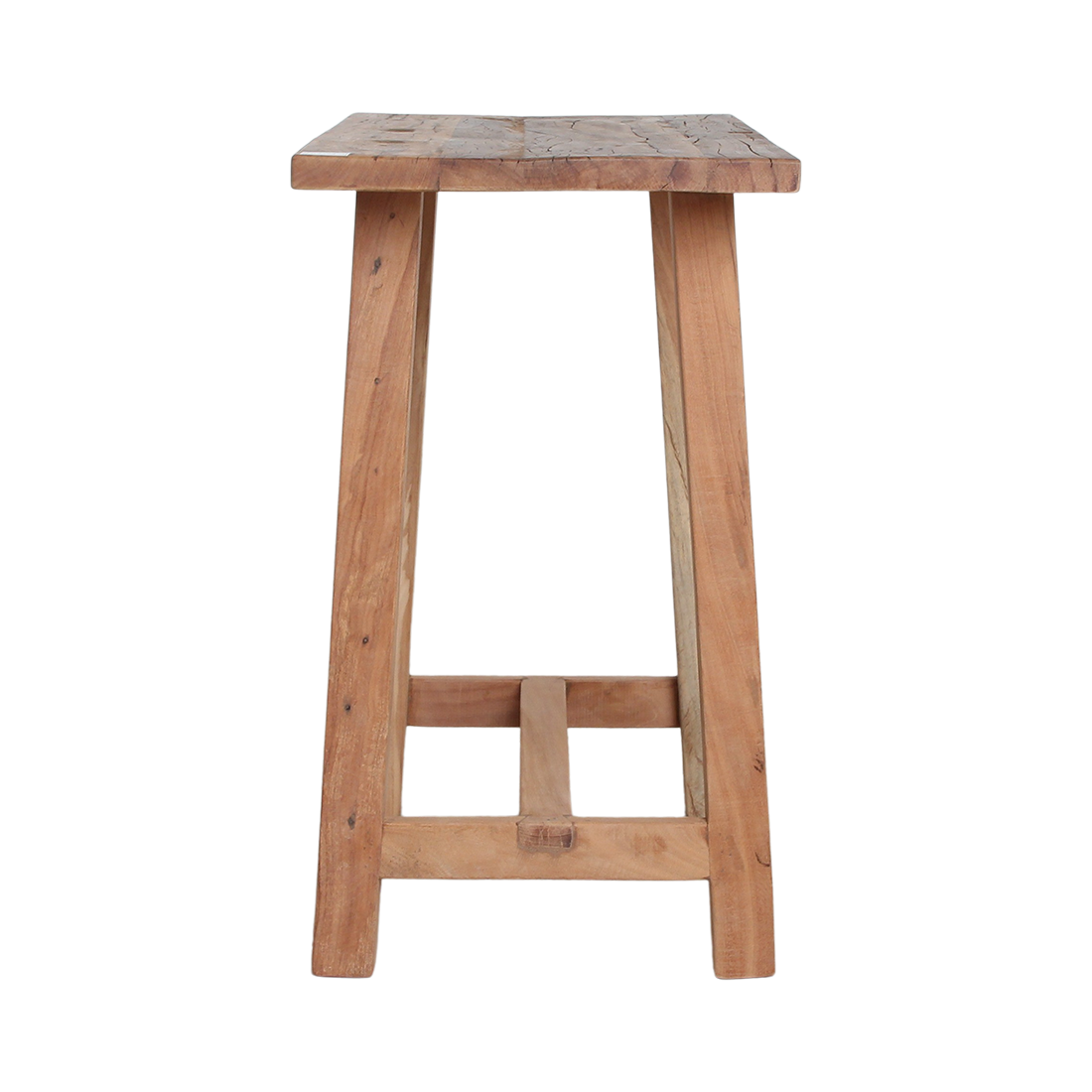 Beistelltisch aus recyceltem Holz in organischer Form, Naturbraun – 85x43 cm