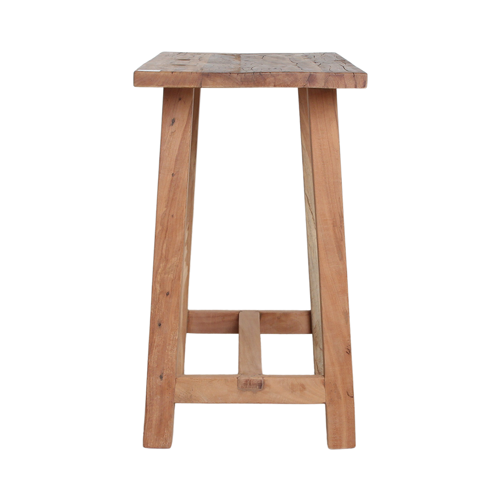Beistelltisch aus recyceltem Holz in organischer Form, Naturbraun – 85x43 cm