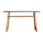 Konsolentisch aus hellem Recyclingholz mit Ablage – 140x30 cm