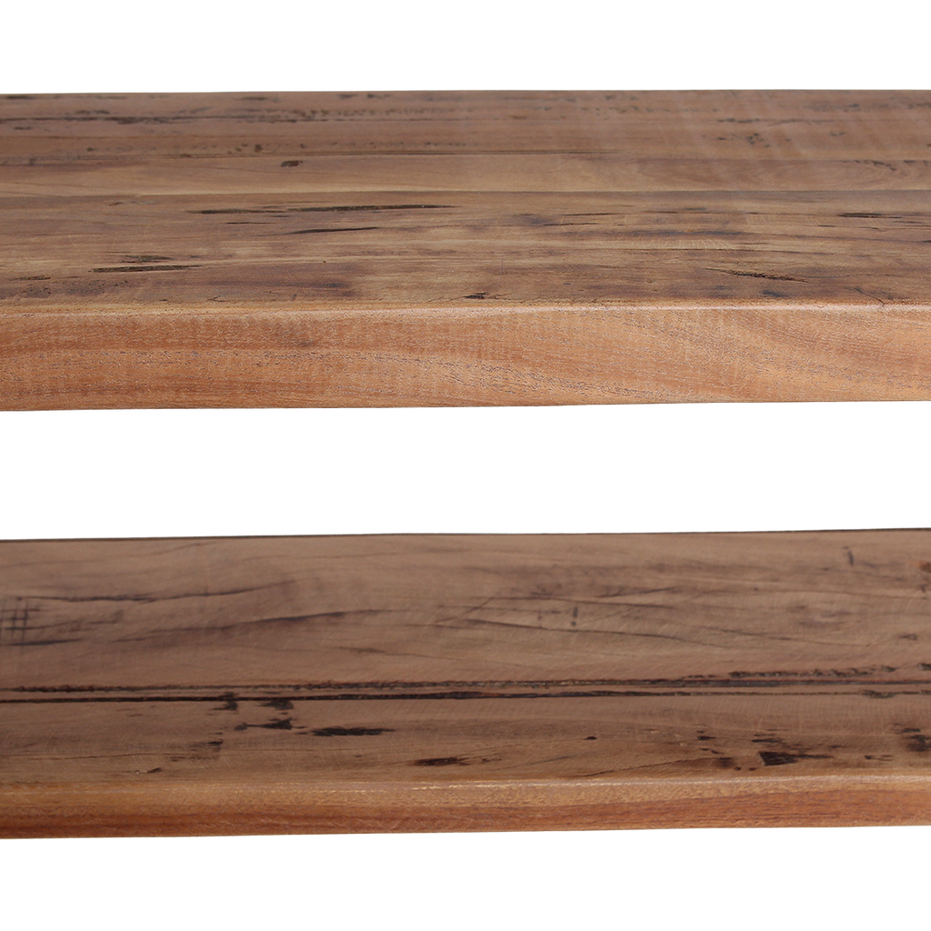 Konsolentisch aus hellem Recyclingholz mit Ablage – 140x30 cm
