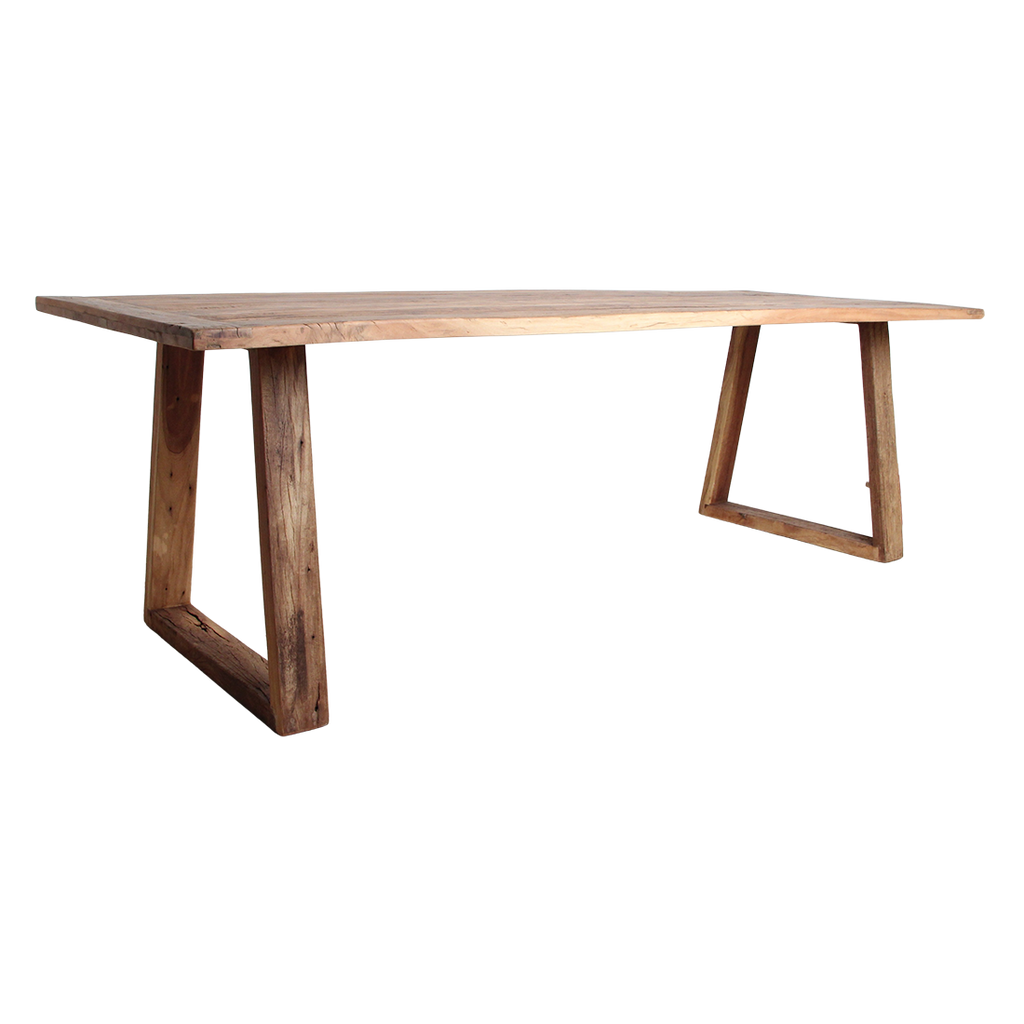 Esstisch aus recyceltem Teakholz mit Trapezbeinen – 240x90 cm