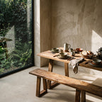 Esstisch aus recyceltem Teakholz mit Trapezbeinen – 240x90 cm