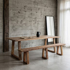Esstisch aus recyceltem Teakholz mit Trapezbeinen – 240x90 cm