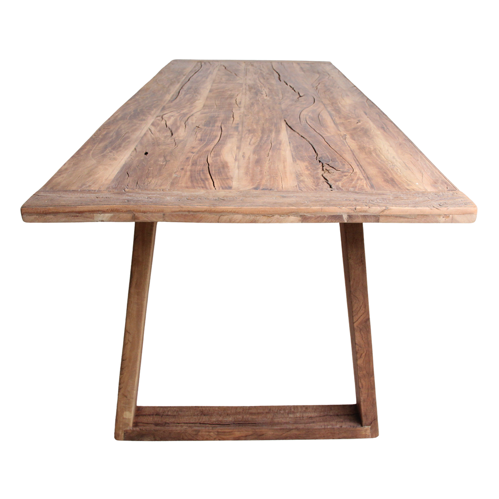 Esstisch aus recyceltem Teakholz mit Trapezbeinen – 240x90 cm