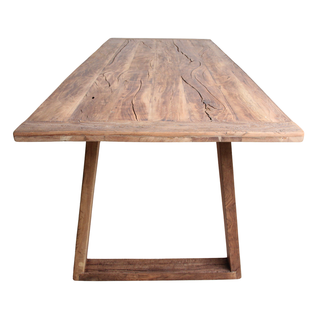 Esstisch aus recyceltem Teakholz mit Trapezbeinen – 240x90 cm