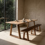 Esstisch aus recyceltem Teakholz mit Trapezbeinen – 240x90 cm