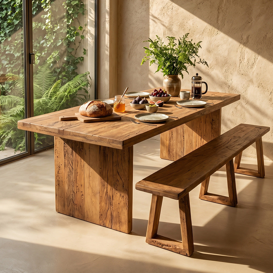 Esstisch aus recyceltem Holz Natur fürs Esszimmer – 240x90 cm