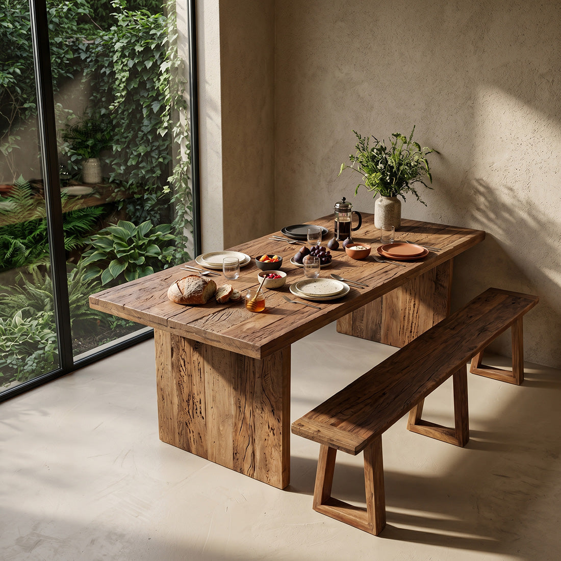 Esstisch aus recyceltem Holz Natur fürs Esszimmer – 240x90 cm