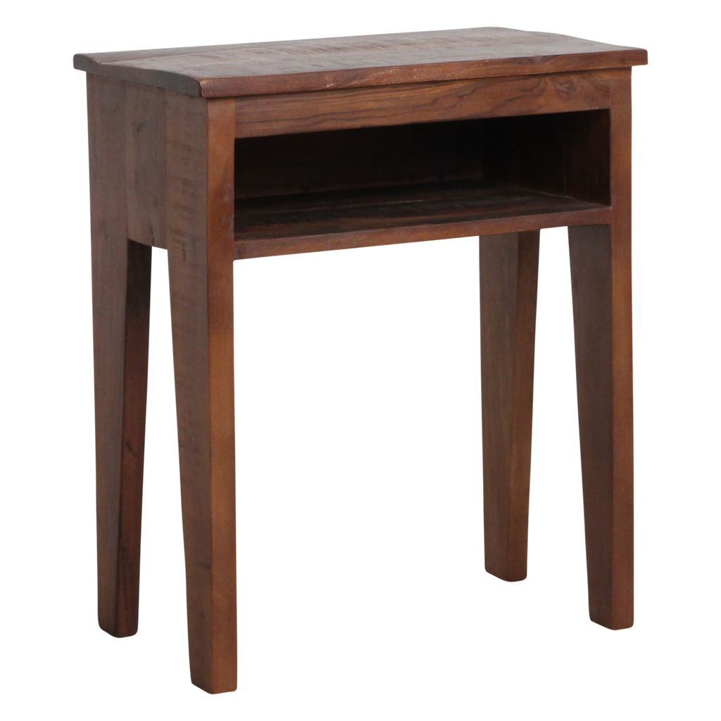 Nachttisch aus recyceltem Holz in Braun mit offenem Fach – 50x30 cm