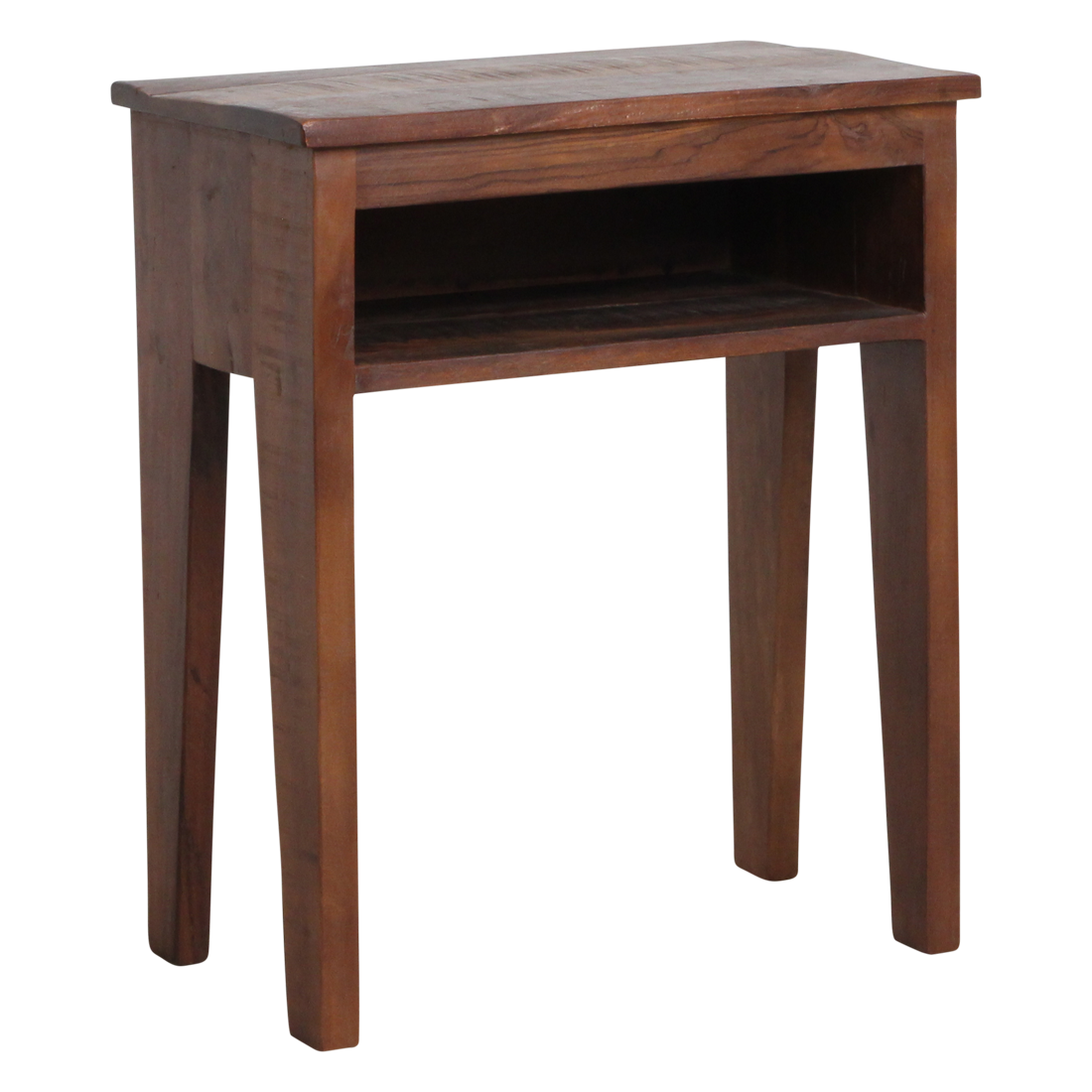 Nachttisch aus recyceltem Holz in Braun mit offenem Fach – 50x30 cm