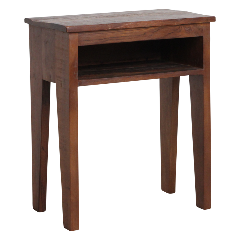 Nachttisch aus recyceltem Holz in Braun mit offenem Fach – 50x30 cm
