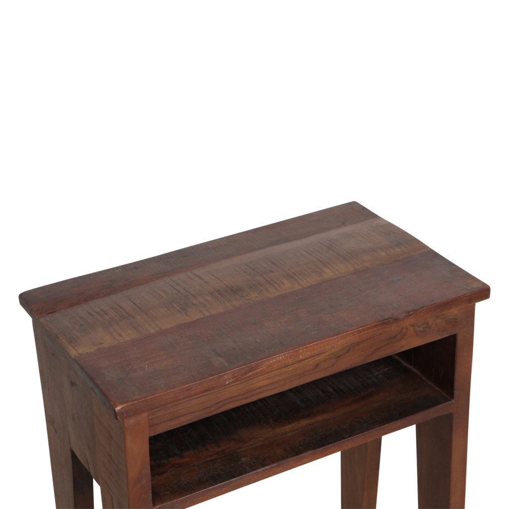 Nachttisch aus recyceltem Holz in Braun mit offenem Fach – 50x30 cm