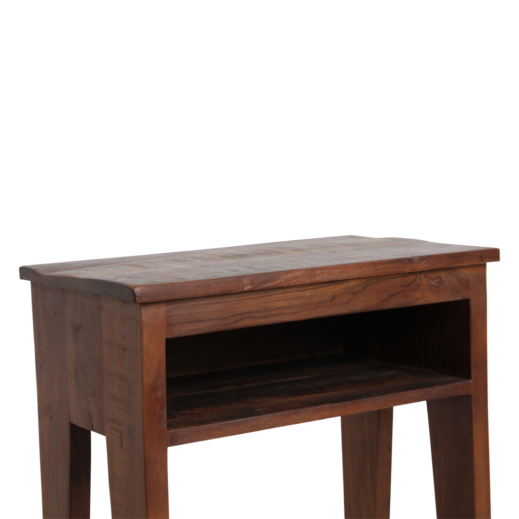 Nachttisch aus recyceltem Holz in Braun mit offenem Fach – 50x30 cm