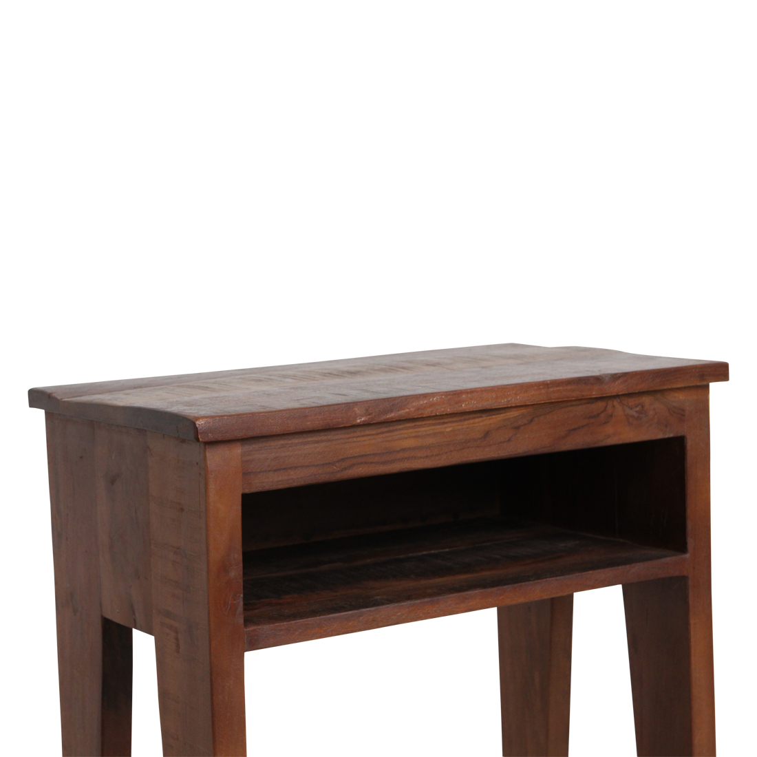 Nachttisch aus recyceltem Holz in Braun mit offenem Fach – 50x30 cm