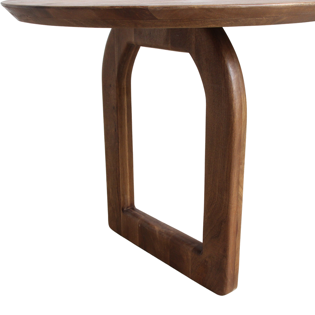 Esstisch aus massivem Mangoholz in Braun mit skulpturalem Gestell – 180x90 cm