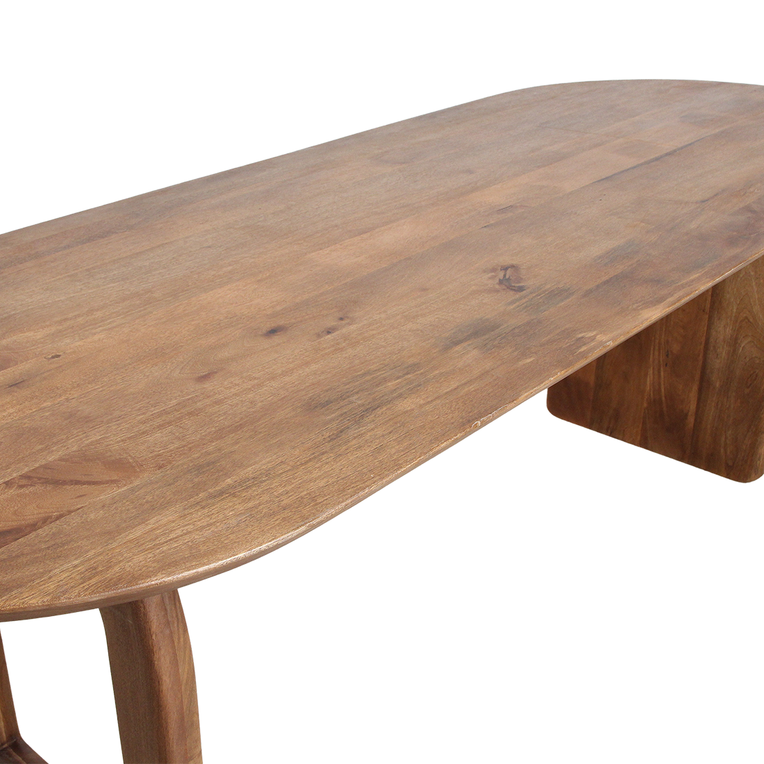 Esstisch aus massivem Mangoholz in Braun mit skulpturalem Gestell – 180x90 cm