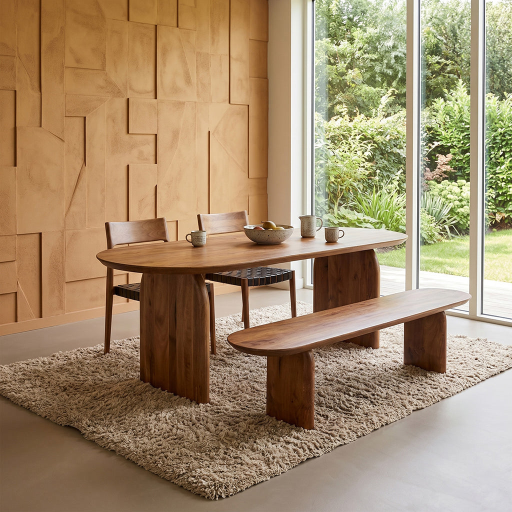 Esstisch aus Mangoholz in Braun mit abgerundeten Kanten – 180x90 cm