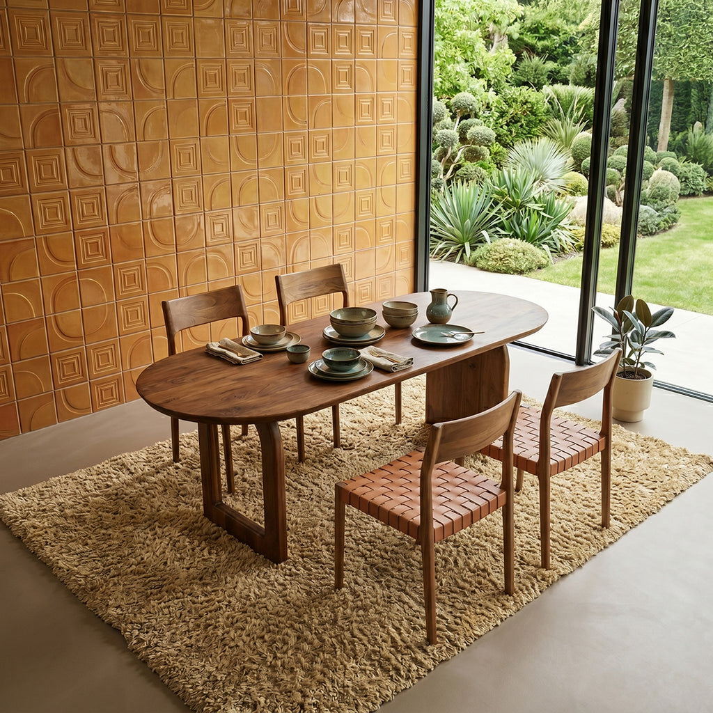Esstisch aus Mangoholz in Braun mit asymmetrischem Gestell – 200x90 cm