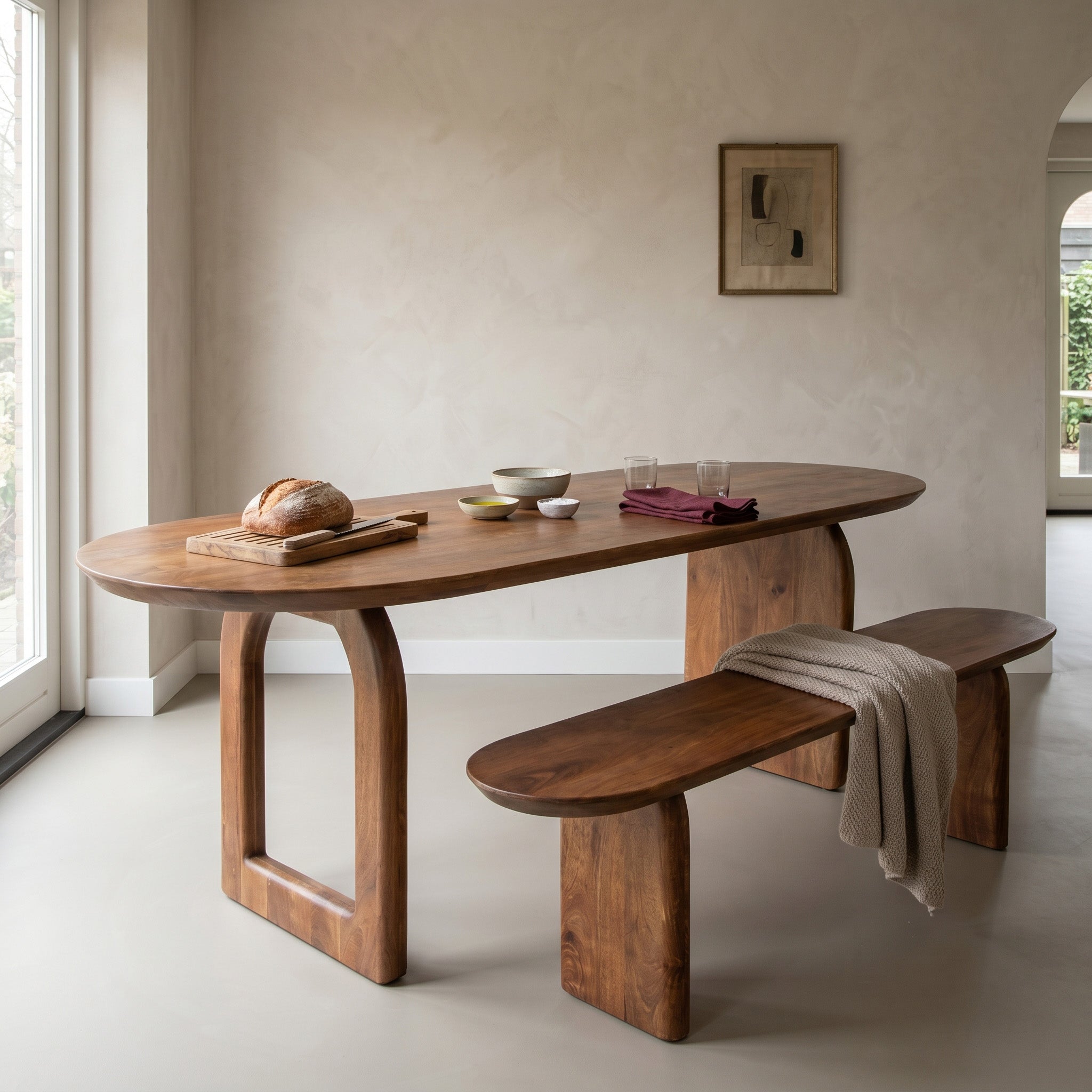 Esstisch aus Mangoholz in Braun mit asymmetrischem Gestell – 200x90 cm
