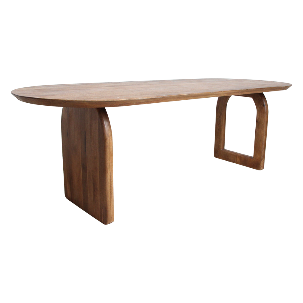 Esstisch aus Mangoholz in Braun mit asymmetrischem Gestell – 200x90 cm