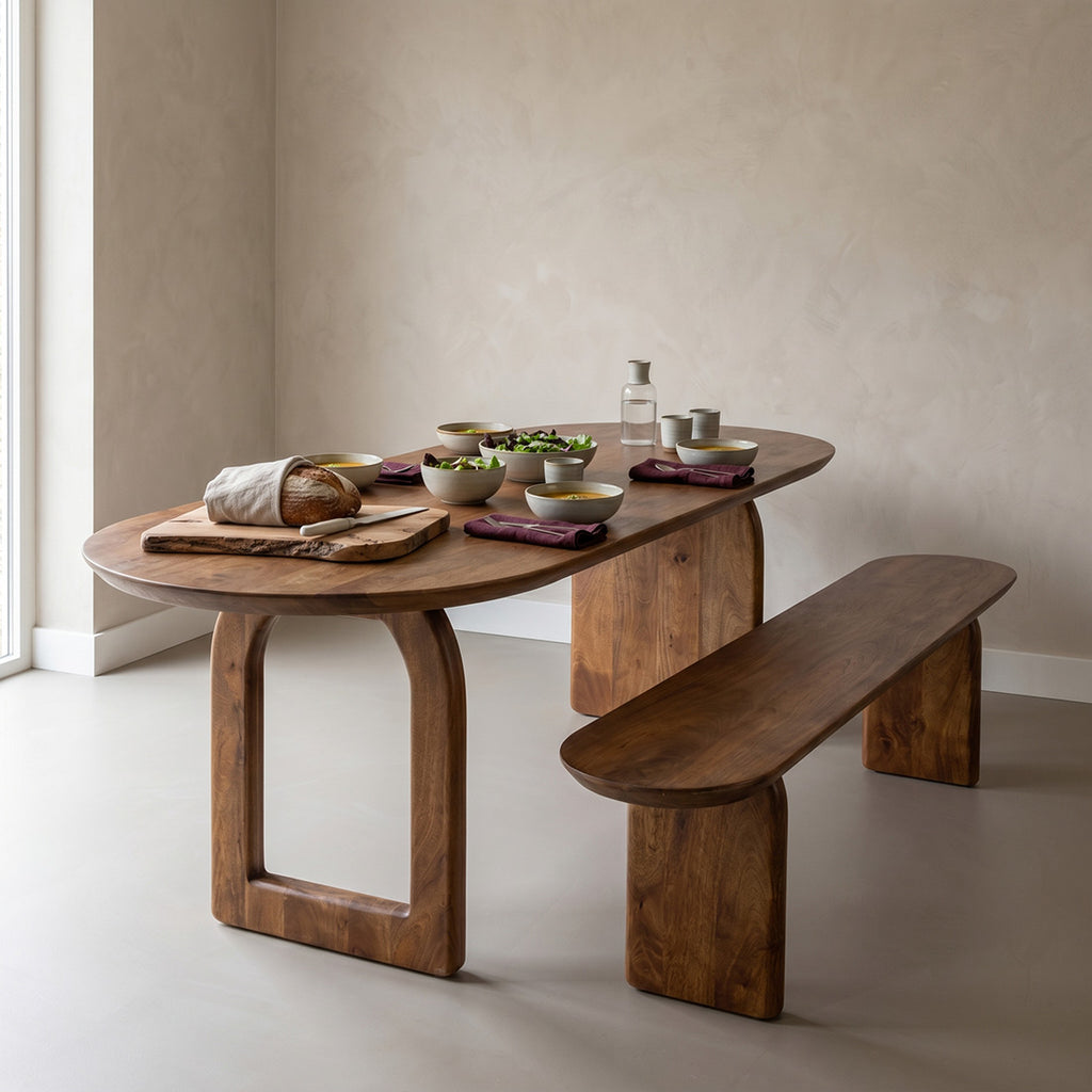 Esstisch aus Mangoholz in Braun mit asymmetrischem Gestell – 200x90 cm