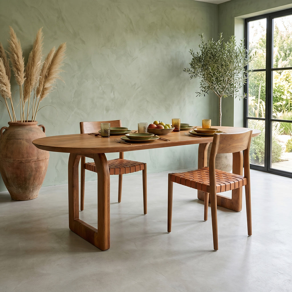 Ovaler Esstisch aus Mangoholz in warmem Braun – 200x90 cm