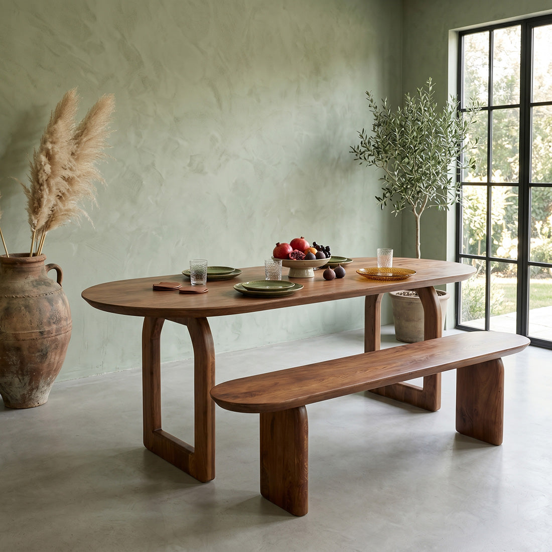 Ovaler Esstisch aus Mangoholz in warmem Braun – 200x90 cm