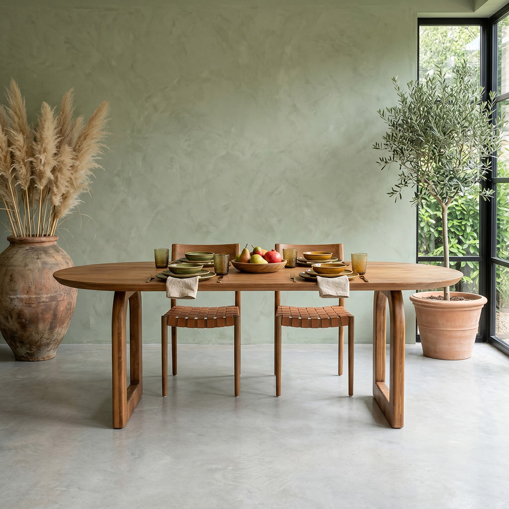 Ovaler Esstisch aus Mangoholz in warmem Braun – 200x90 cm