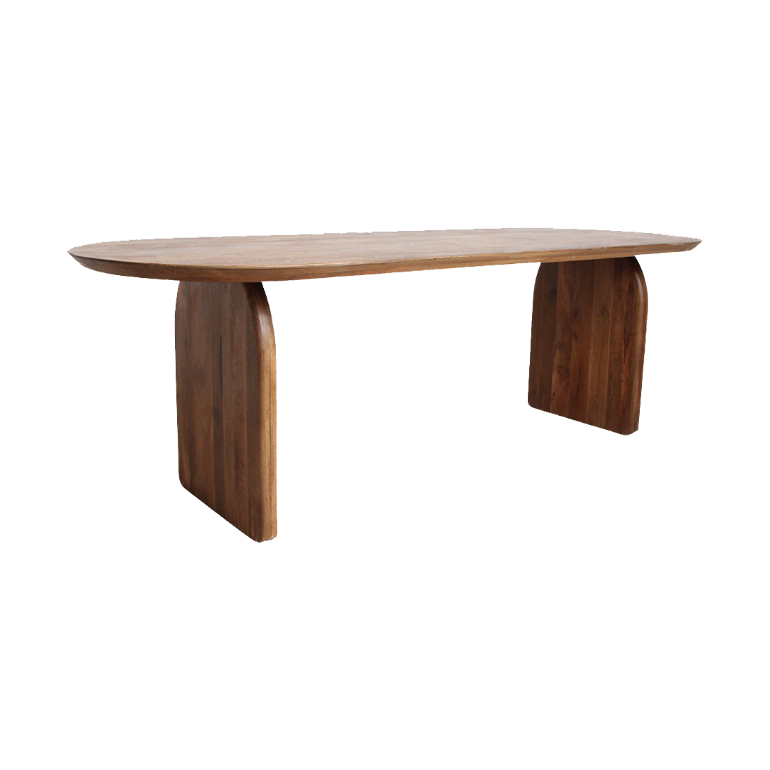 Table à manger en bois de manguier brun formes arrondies – 200x90 cm