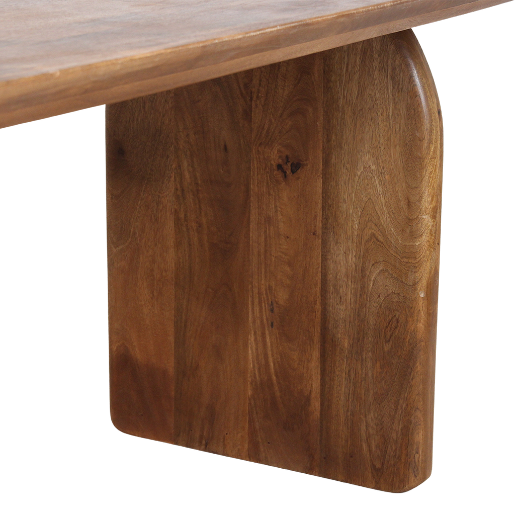 Table à manger en bois de manguier brun formes arrondies – 200x90 cm