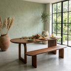 Esstisch aus Mangoholz in Braun mit abgerundeter Platte – 240x90 cm