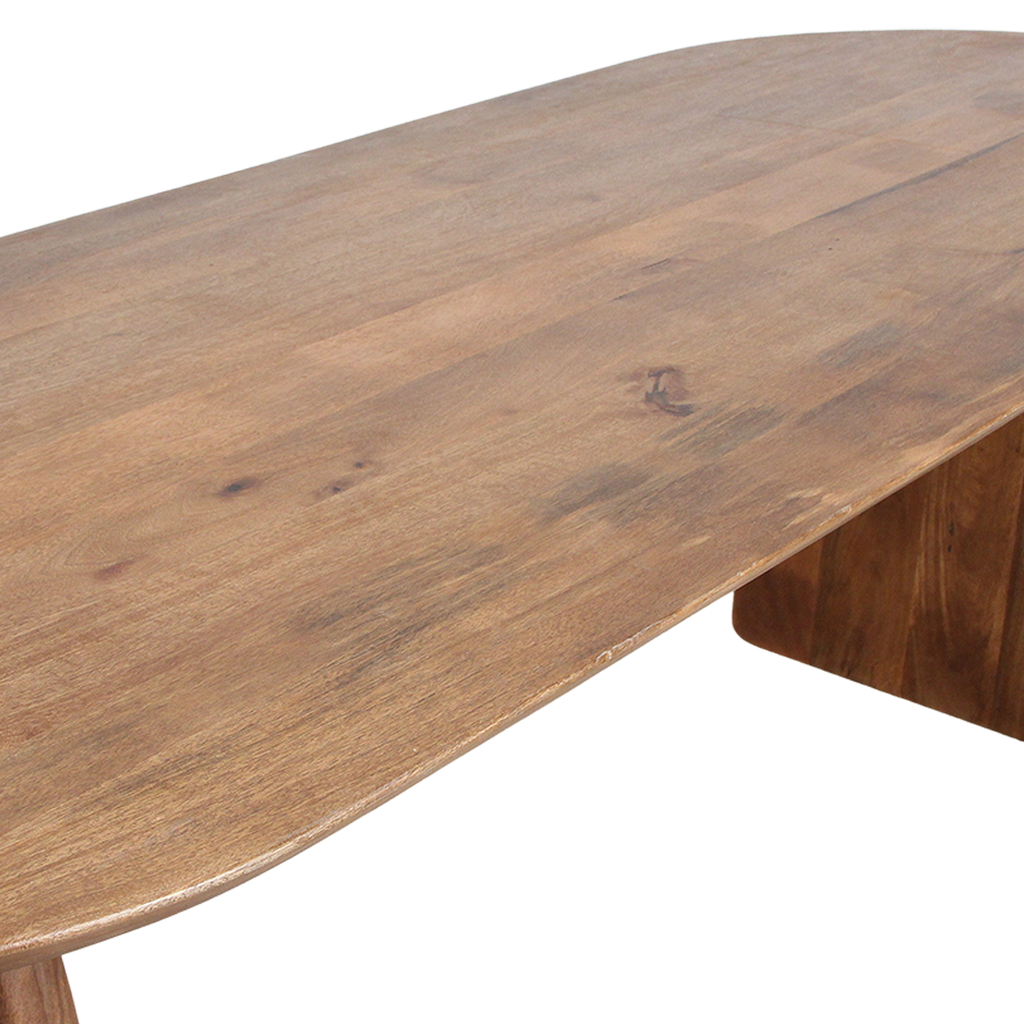 Esstisch aus Mangoholz in Braun mit abgerundeter Platte – 240x90 cm