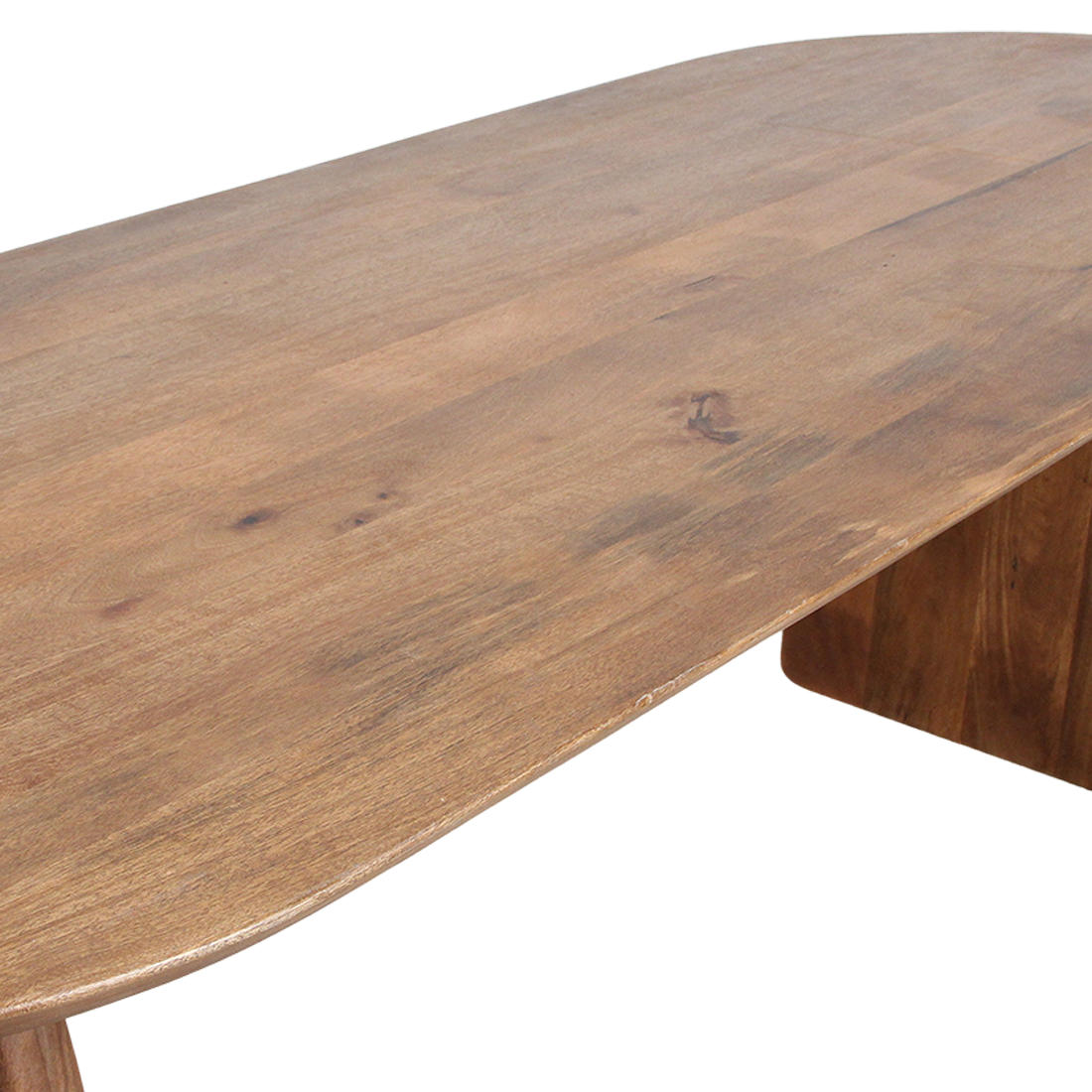 Ovaler Esstisch aus Mangoholz in Braun mit vollen Wangenfüßen – 240x90 cm