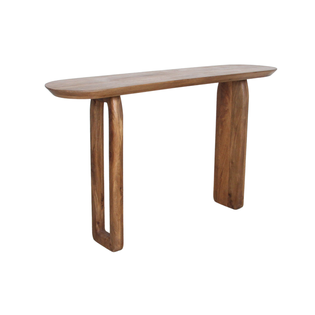 Konsolentisch aus Mangoholz in Braun mit geschnitzten Beinen – 140x35 cm