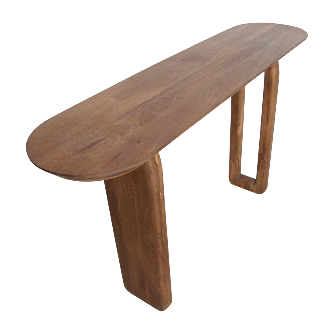 Konsolentisch aus Mangoholz in Braun mit geschnitzten Beinen – 140x35 cm