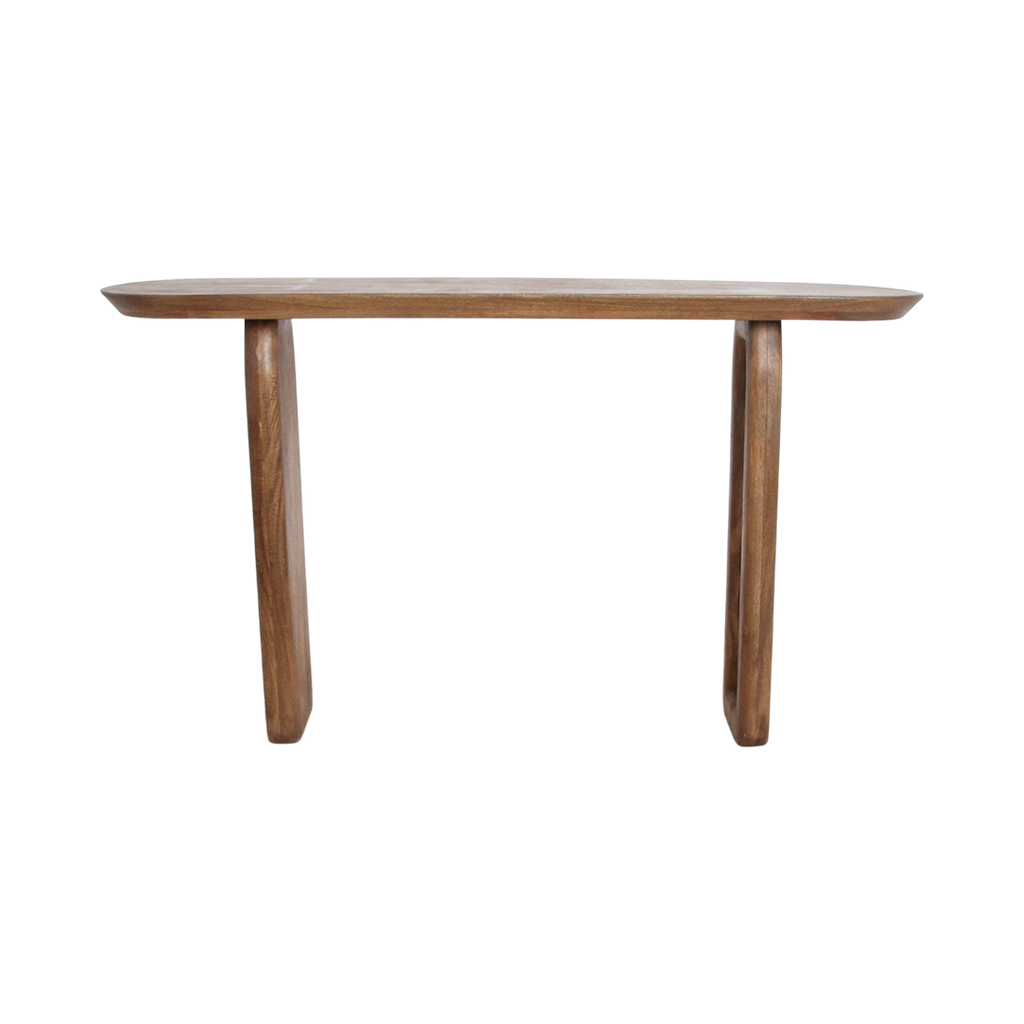 Konsolentisch aus Mangoholz in Braun mit geschnitzten Beinen – 140x35 cm