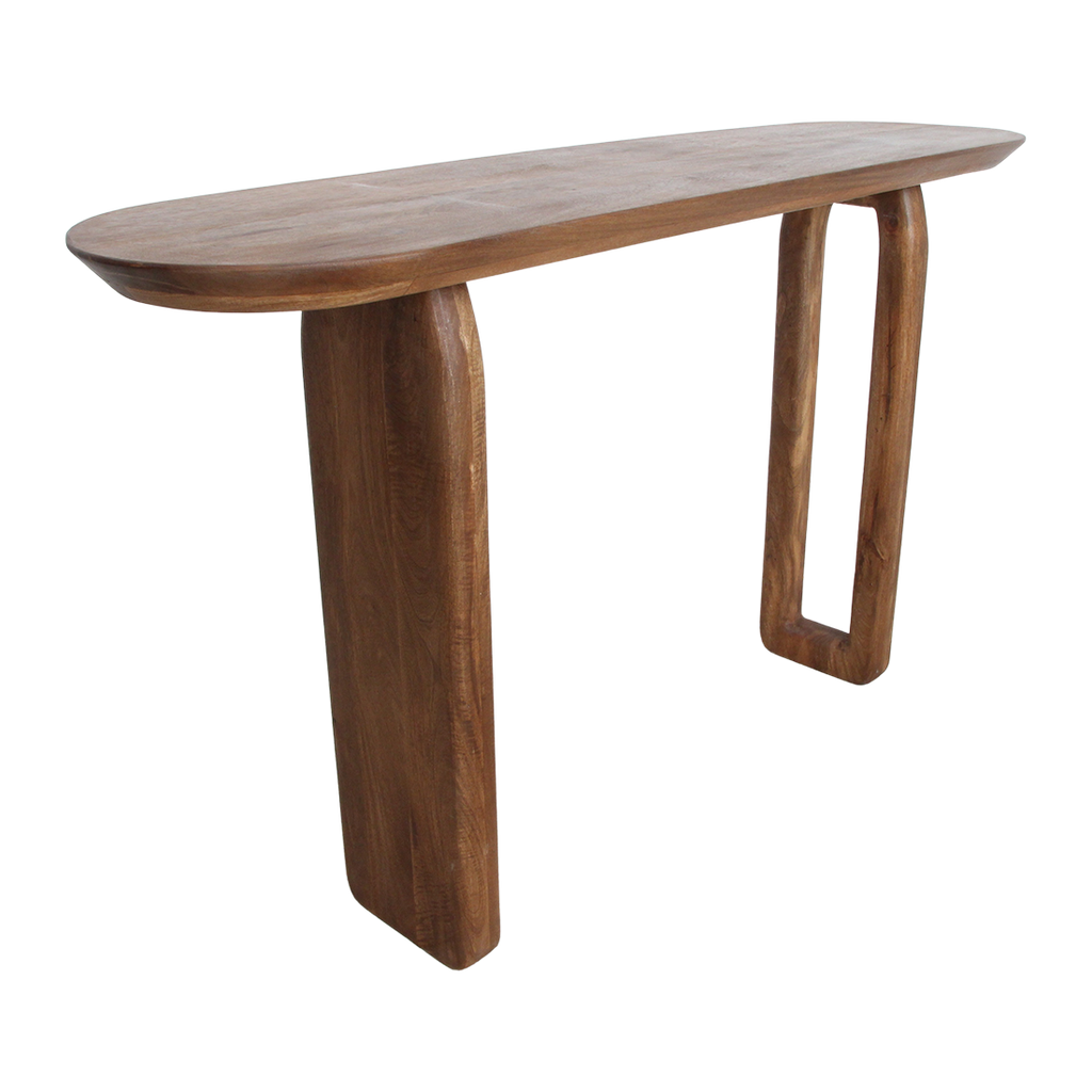 Konsolentisch aus Mangoholz in Braun mit geschnitzten Beinen – 140x35 cm