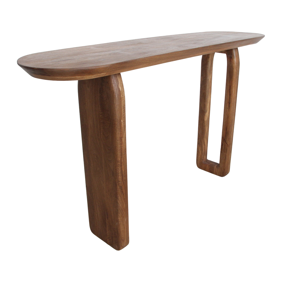Konsolentisch aus Mangoholz in Braun mit geschnitzten Beinen – 140x35 cm