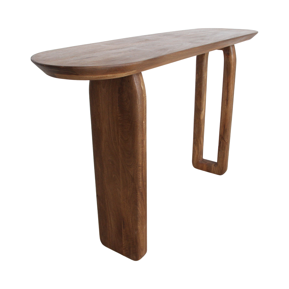 Konsolentisch aus Mangoholz in Braun mit geschnitzten Beinen – 140x35 cm