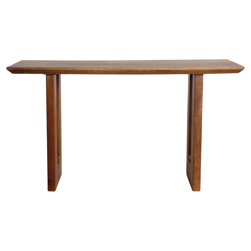 Konsolentisch aus Mangoholz in Braun mit durchbrochenen Beinen – 140x40 cm