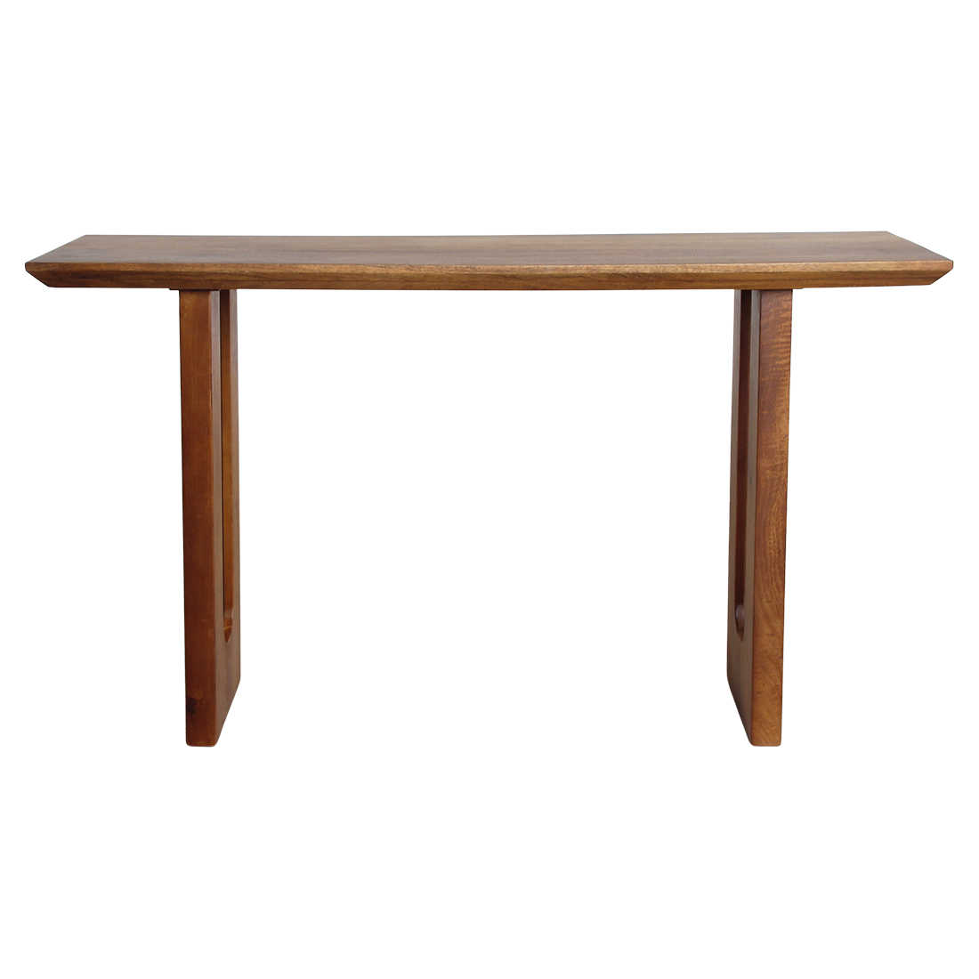Konsolentisch aus Mangoholz in Braun mit durchbrochenen Beinen – 140x40 cm