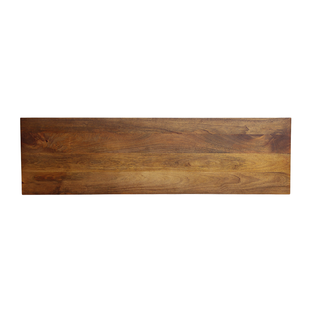 Konsolentisch aus Mangoholz in Braun mit durchbrochenen Beinen – 140x40 cm
