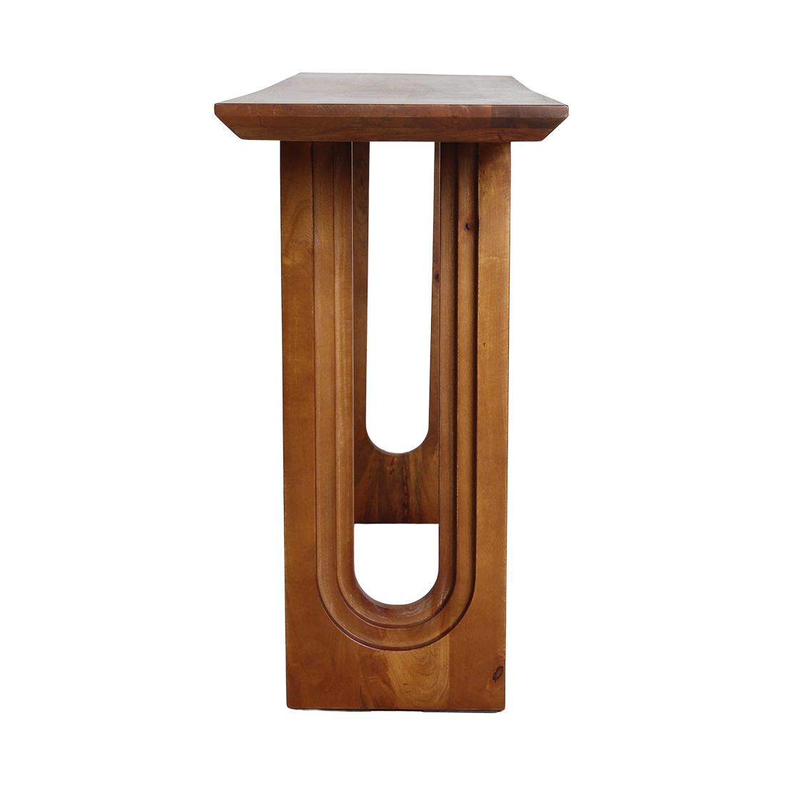 Konsolentisch aus Mangoholz in Braun mit durchbrochenen Beinen – 140x40 cm