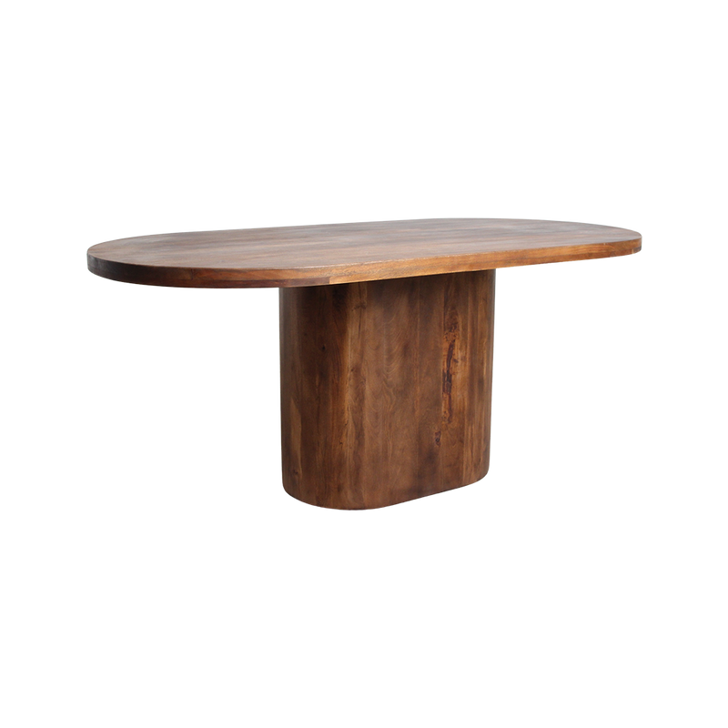 Ovaler Esstisch aus Mangoholz mit Mittelfuß – 200x110 cm