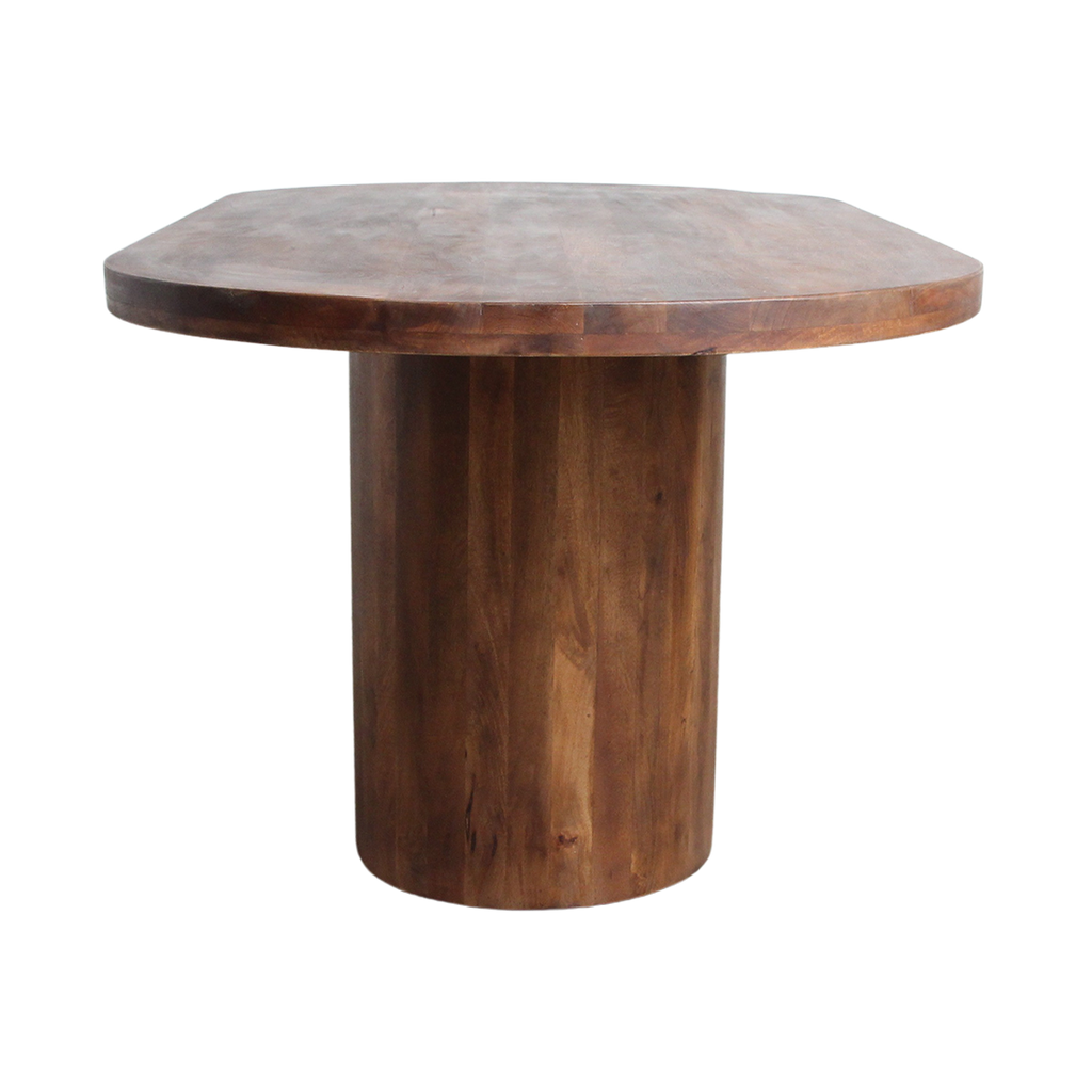 Ovaler Esstisch aus Mangoholz mit Mittelfuß – 200x110 cm