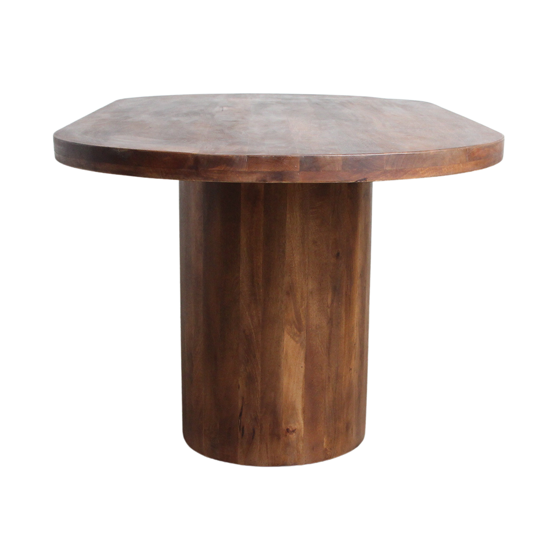 Ovaler Esstisch aus Mangoholz mit Mittelfuß – 200x110 cm