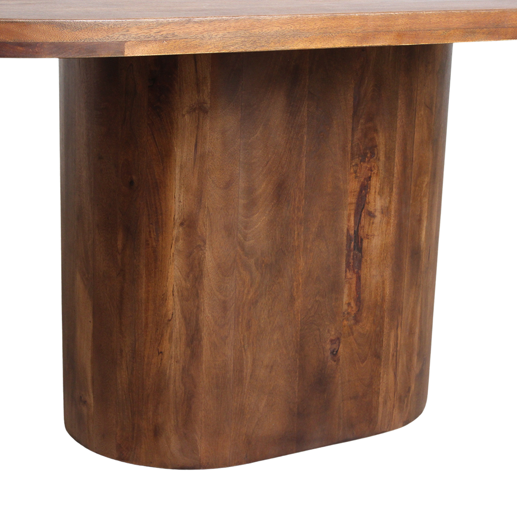 Ovaler Esstisch aus Mangoholz mit Mittelfuß – 200x110 cm
