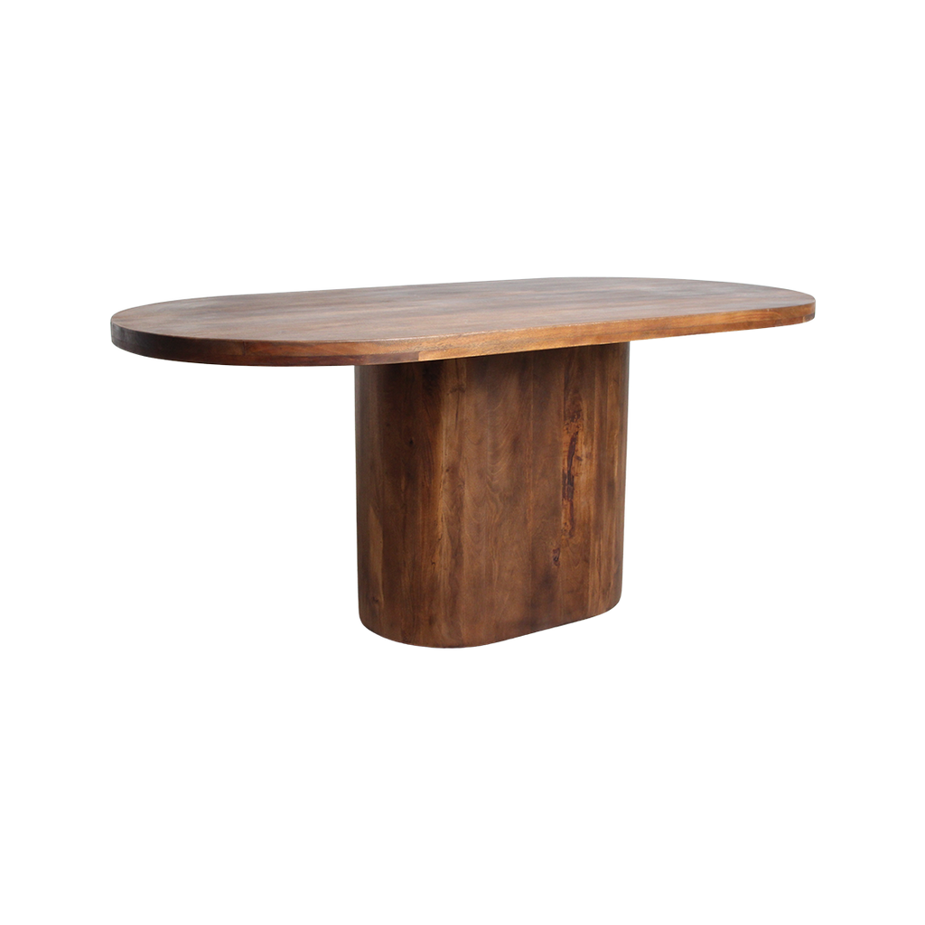 Ovaler Esstisch aus Mangoholz in Braun mit Mittelfuß – 240x110 cm