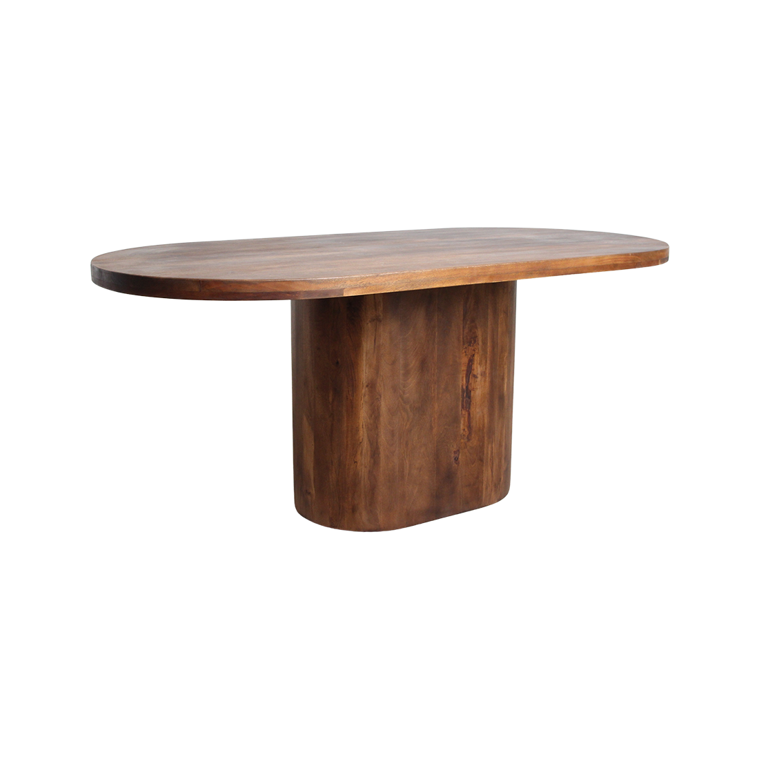 Ovaler Esstisch aus Mangoholz in Braun mit Mittelfuß – 240x110 cm